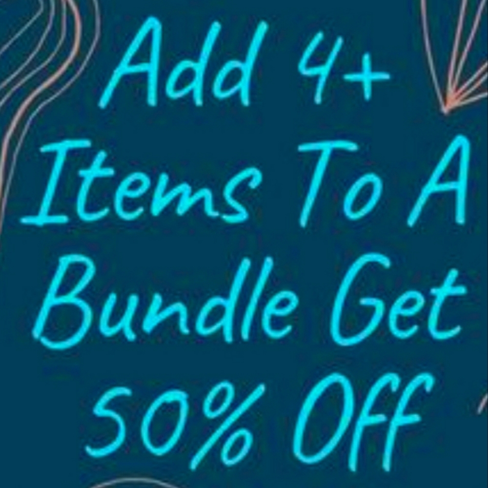 50% off Bundle of 4 or more items. Please note 5lb shipping limit. No New Items